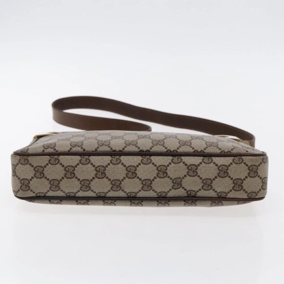 GUCCI GG Supreme Web Sherry Line Shoulder Bag PVC Beige Gold Red Auth 95726 - Picture 7 of 16